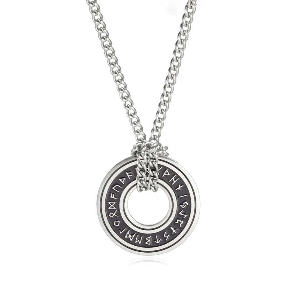 European And American Retro Style Luen Letter Circle Pendant Men&