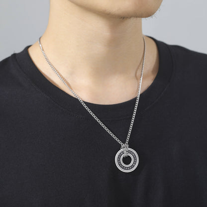 European And American Retro Style Luen Letter Circle Pendant Men&