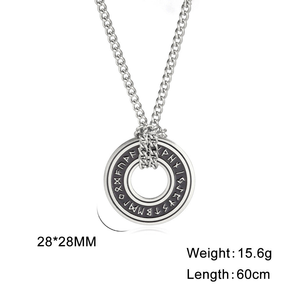 European And American Retro Style Luen Letter Circle Pendant Men&