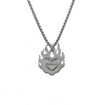 Trendy Fashionable Man Flame Of Combustion Love Necklace