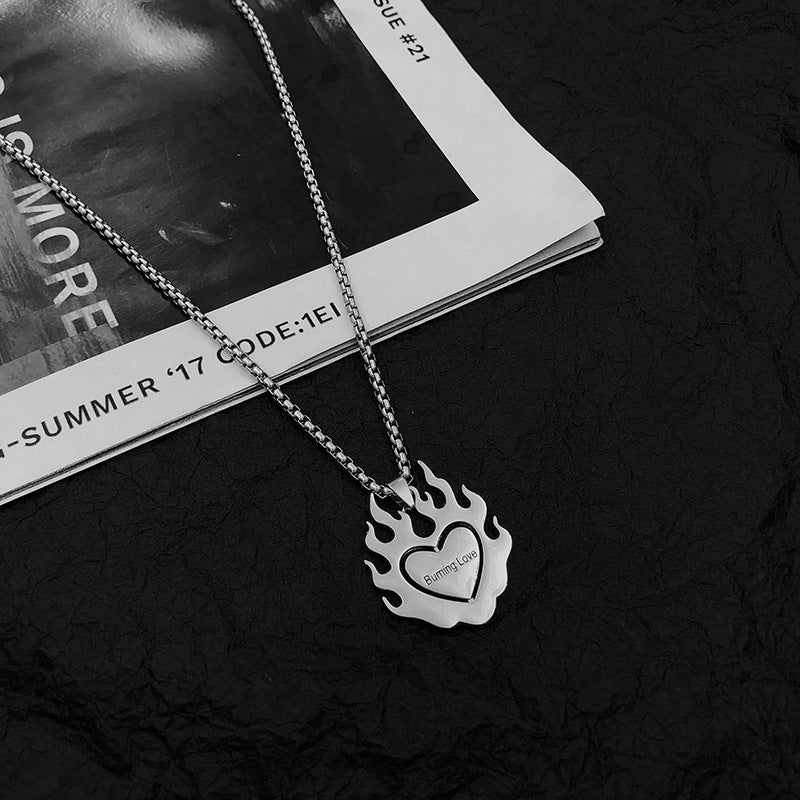 Trendy Fashionable Man Flame Of Combustion Love Necklace