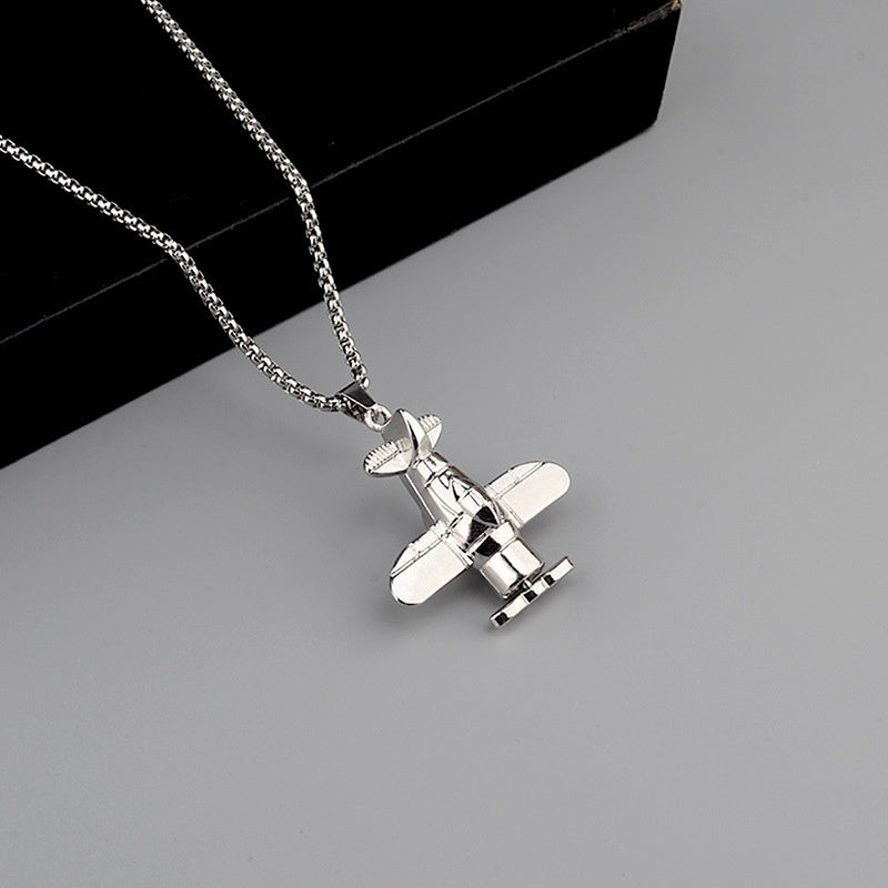 Sweater Chain Propeller Titanium Steel Necklace