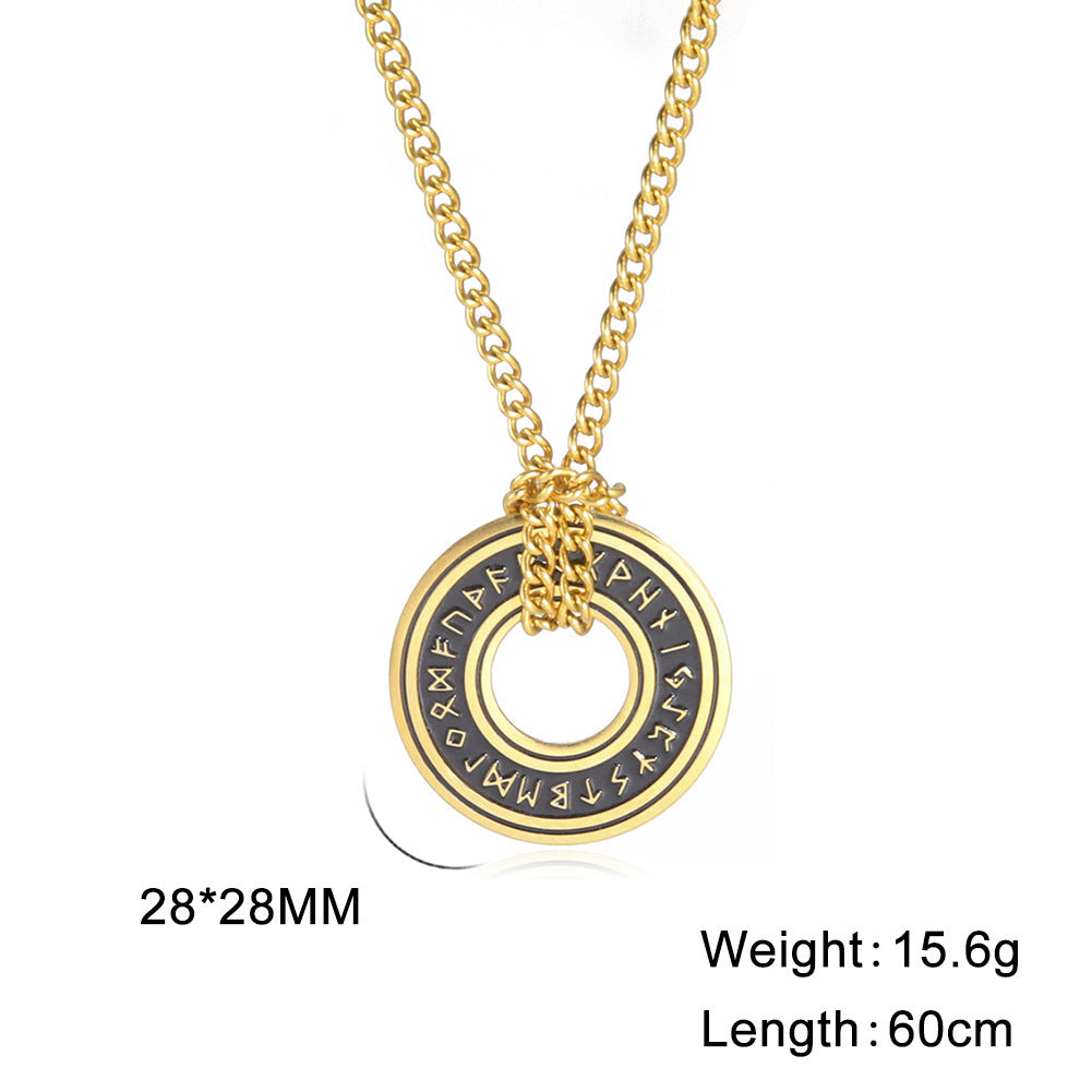 European And American Retro Style Luen Letter Circle Pendant Men&