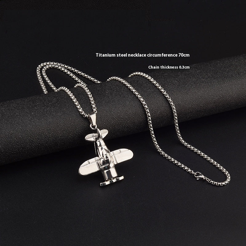 Sweater Chain Propeller Titanium Steel Necklace