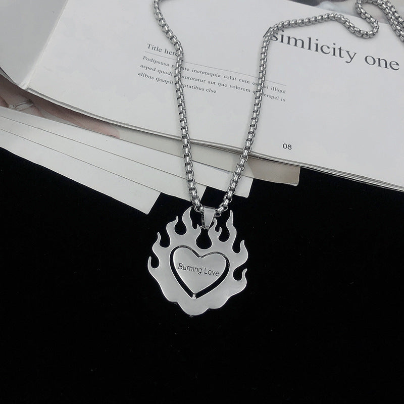 Trendy Fashionable Man Flame Of Combustion Love Necklace