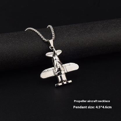 Sweater Chain Propeller Titanium Steel Necklace